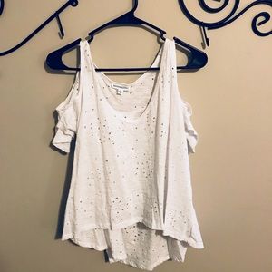 White cold shoulder shirt